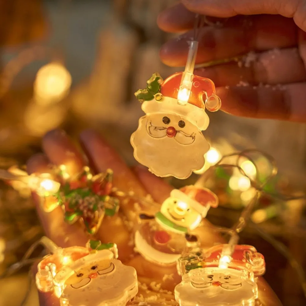1PC 1.5M10LED Christmas Battery Box Santa Claus Snowman Christmas Tree Light String,Excluding Battery,Used for room Decoration