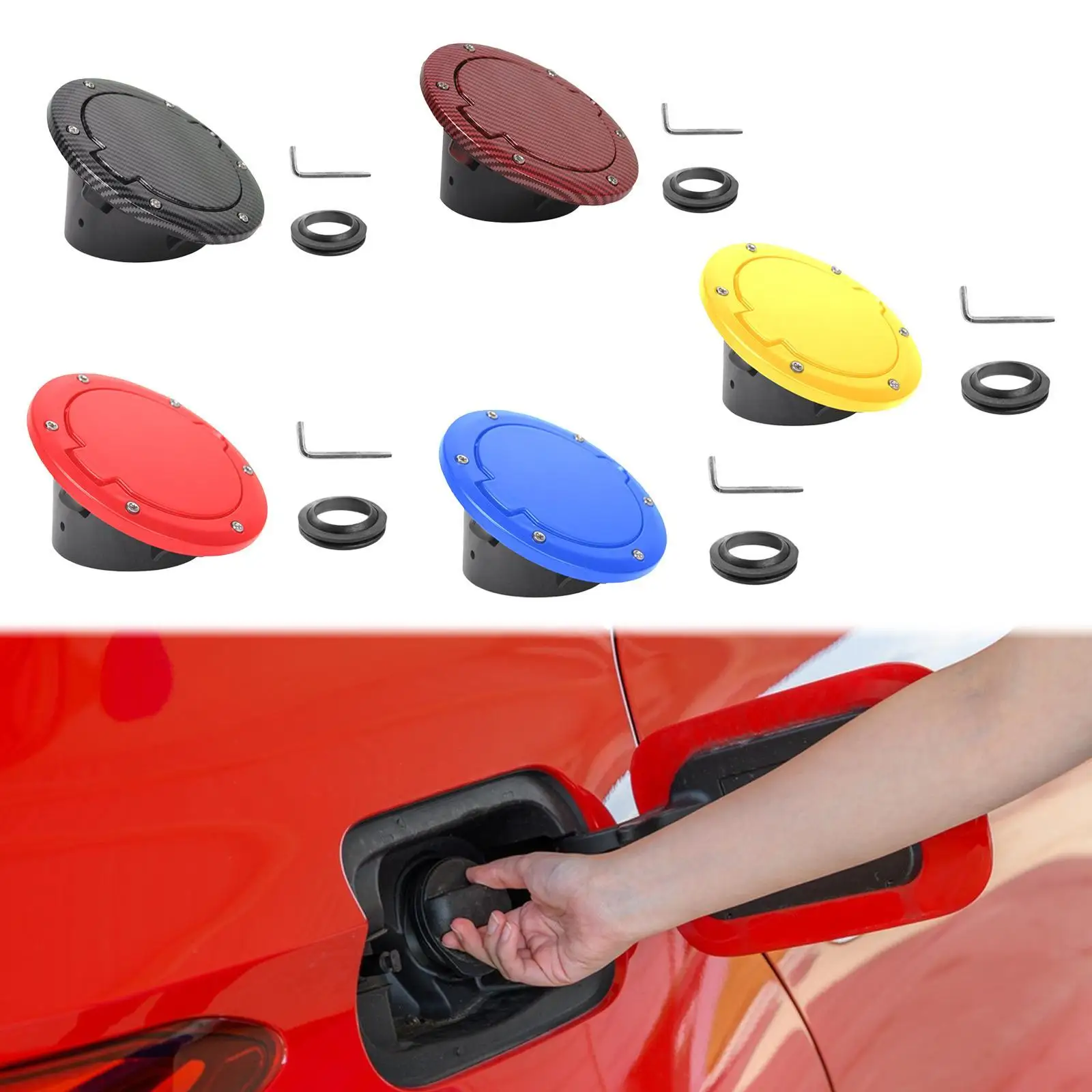 Professional Gas Cap Cover Metal Fuel Filler Door Replacement Compatible with Jeep Wrangler - view 5