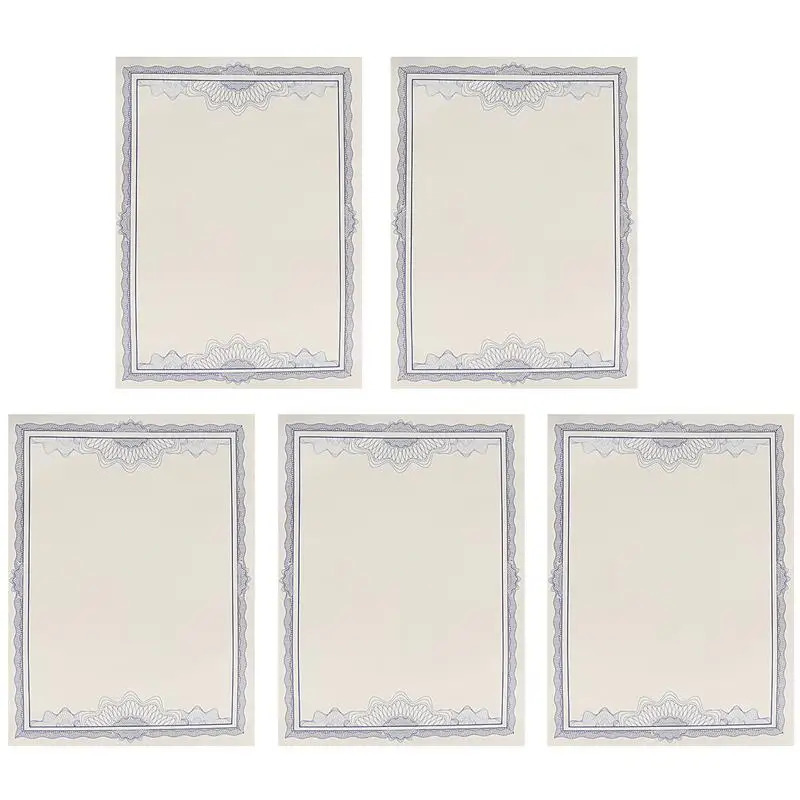 

5Pcs Paper Certificate Blank 12K Award Border Blue Diploma Cardstock Papers Plain Inner Certified A4 Graduation Page Core