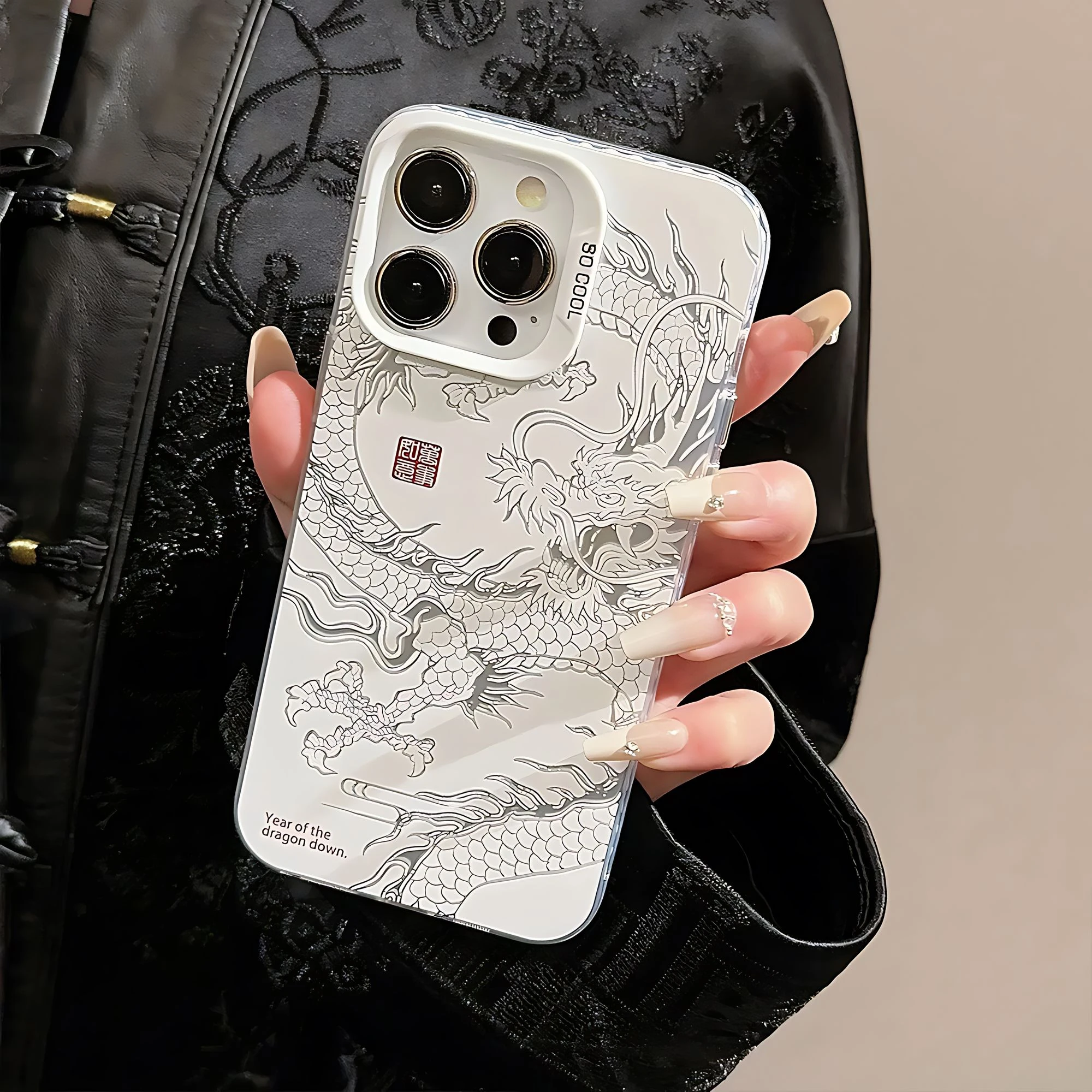 New Luxury Laser Eastern myths legends Chinese dragon Phone Case for Huawei P30 P40 Mate 30 40 Pro Nova 7 Honor 50 Lens Border