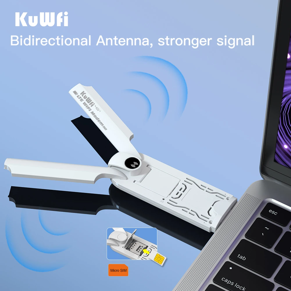 Imagem -02 - Kuwfi-roteador Wifi sem Fio 4g Lte Modem Cartão Sim Hotspot Usb Pocket Mi-fi Dongle com Antena Externa 150mbps