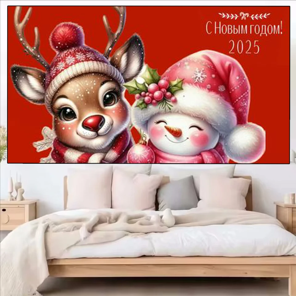 جديد 2025 DIY الماس الرسم دائرة كاملة مربع تصميم جديد الكرتون سانتا كلوز فسيفساء التطريز ديكور المنزل