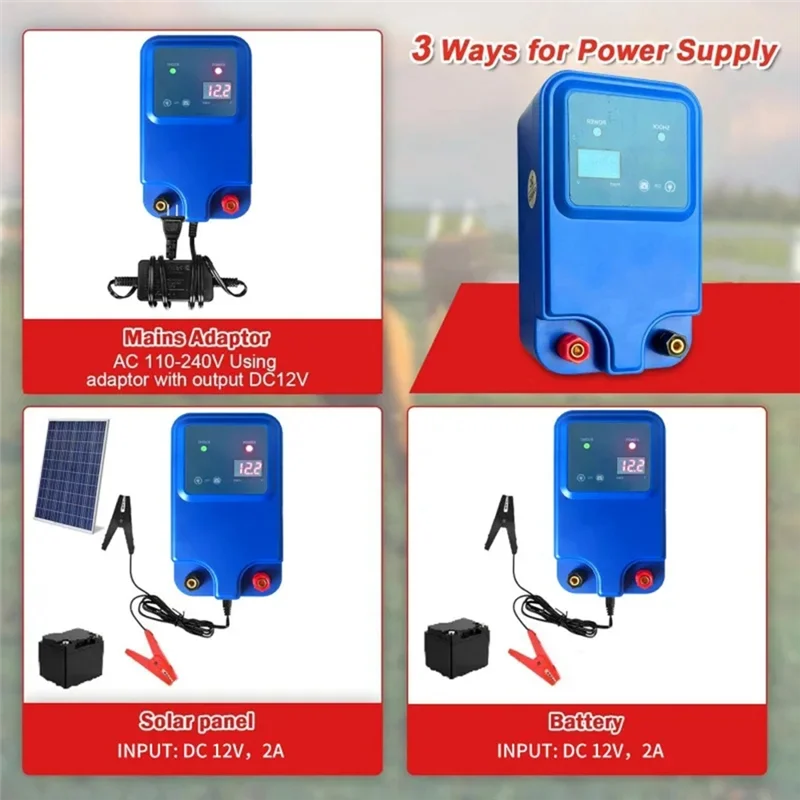 

A88Z High Voltage Protection Power Grid Electronic Fence Transformer 10KM 12V For Animals Cattle Sheep Chicken Farm EU-PLUG
