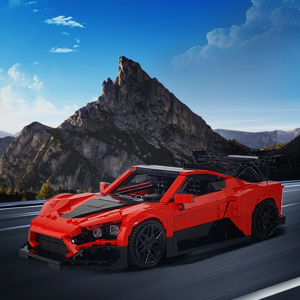 Gobricks MOC Zenvo TSR-S Red Racing Sports Car Model Building Blocks City De Tomaso P72 Super Speed Sports Car Bricks Toy Gifts