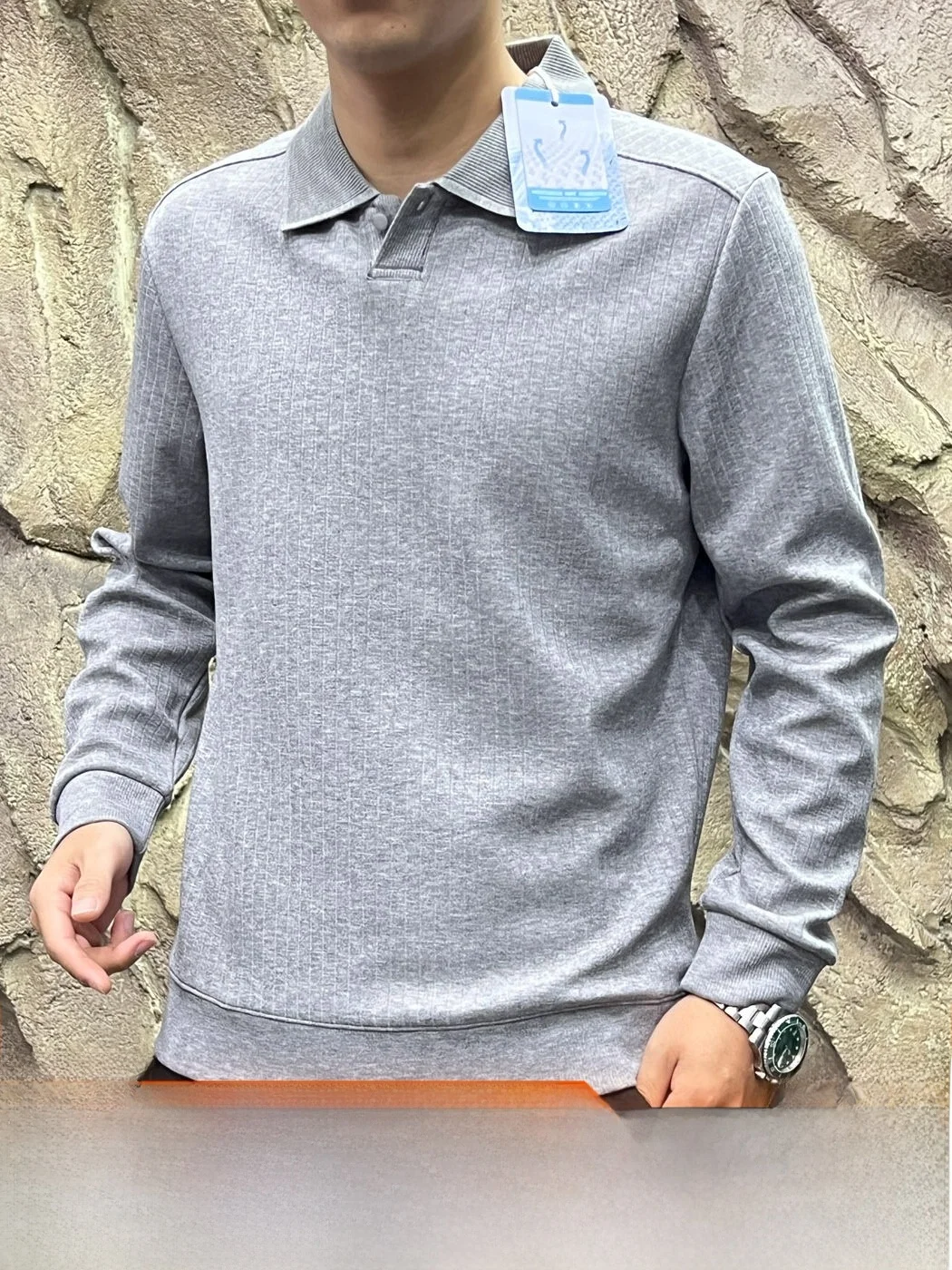 Commuter Series Men's Soft Comfortable Knitted  Shirt Breathable Flip Collar Long Sleeve Standard Fit Polyester Viscose N...