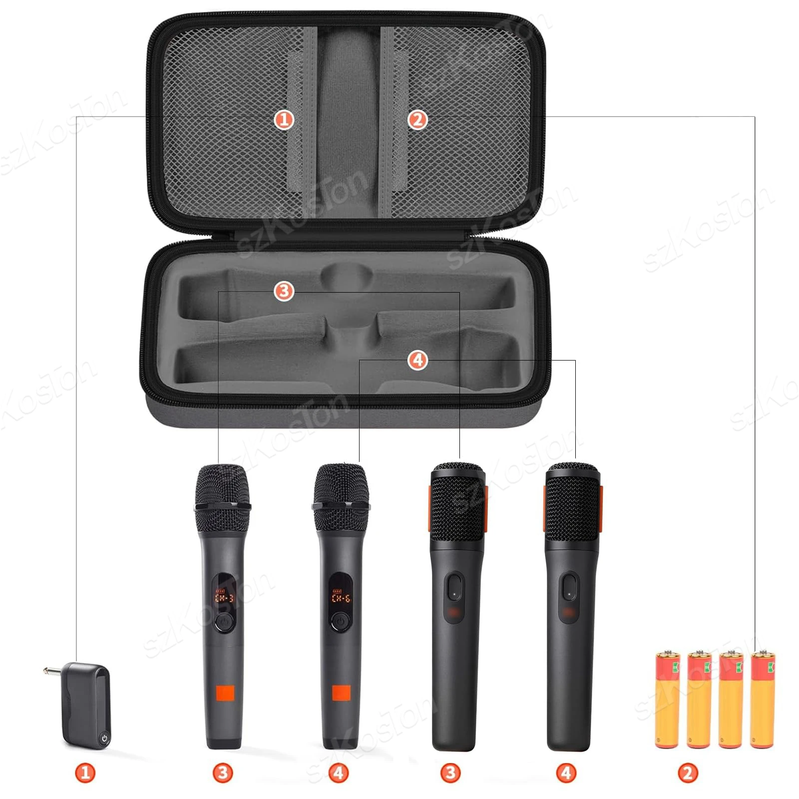 Portable Storage Bag Wireless Microphone Carrying Case For JBL PartyBox Wireless Two Microphone System for Karaoke Microphone