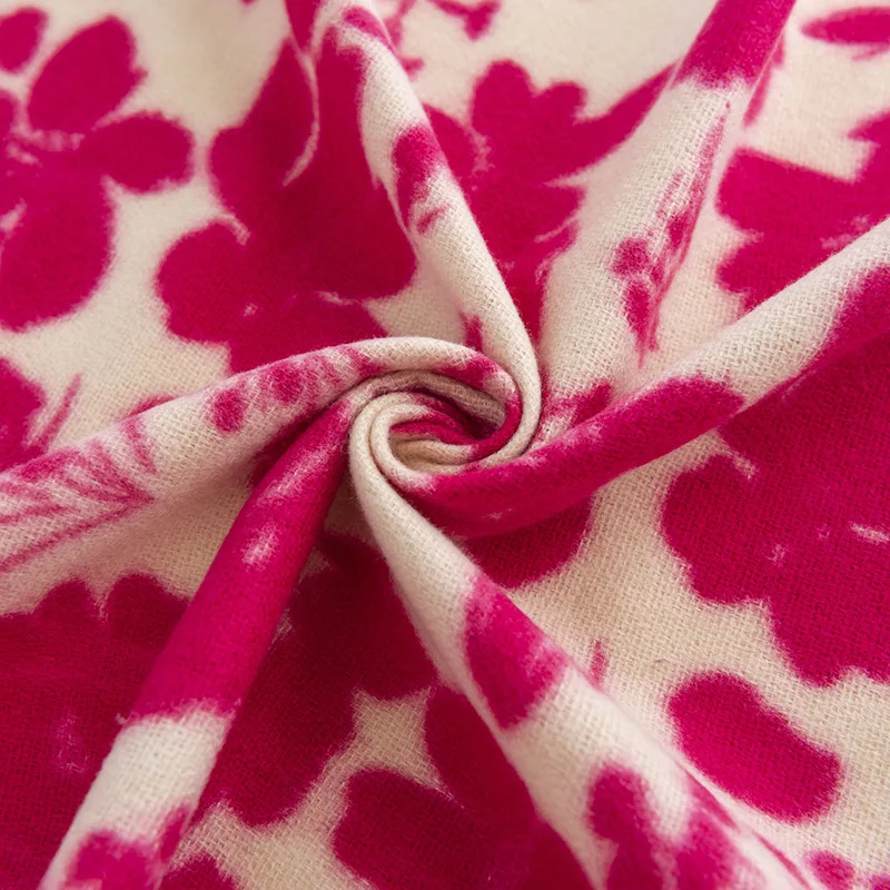 Luxury Printing Flower Scarf for Women Retro Winter Imitation Cashmere Warm Scarves Cold-proof Shawl Clothing Accessories Gift