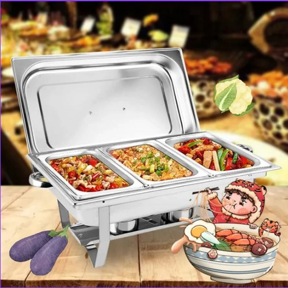 3*3LChafing Dish Container Warming Container Food Warmer Catering Buffet Chafing Dish Set Food Warmer Container