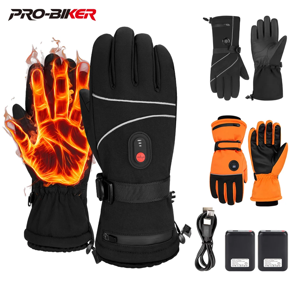 

Winter Motorcycle Electric Heated Gloves Touch Screen Motorbike Heated Gloves Warm Windproof Rechargeable Heating Moto Gloves