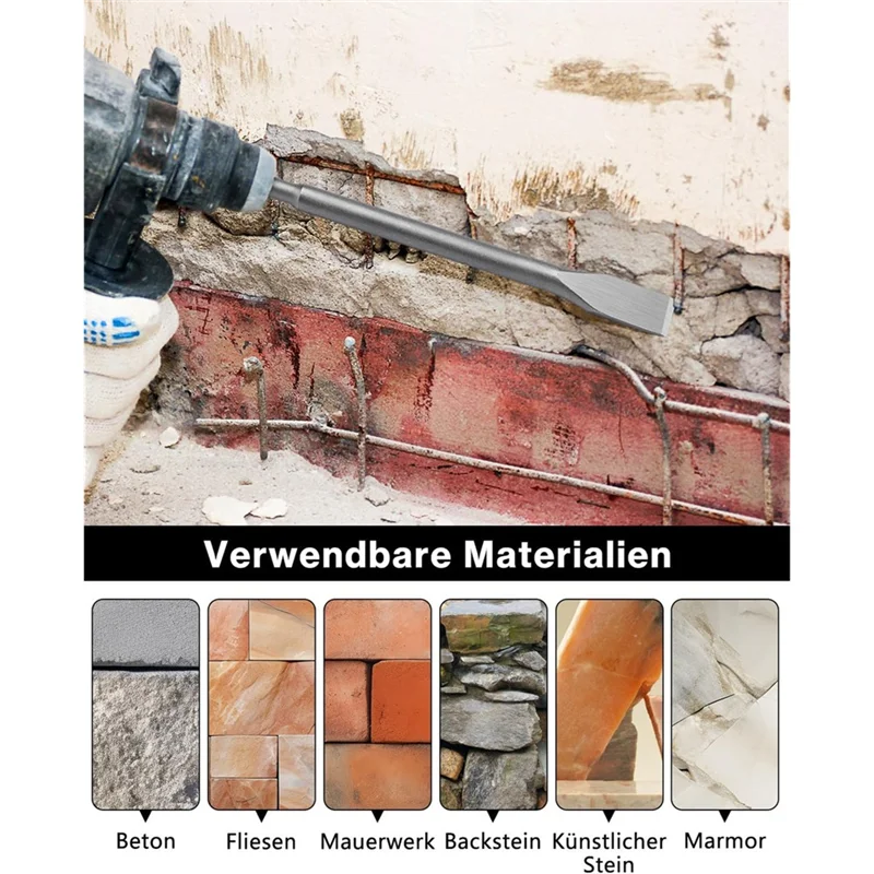 ABGG-SDS Plus Chisel Set(6-Piece), Tile Chisel Spade Chisel Drill Hammer Chisel Set For Masonry For Concrete, Tiling, Tile Adhes