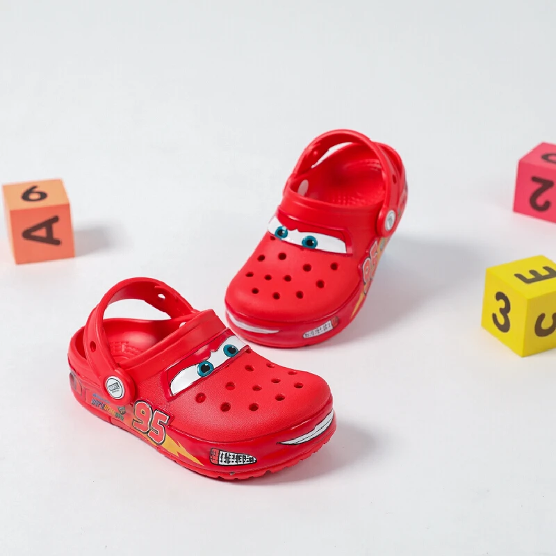 

Cartoon Lightning McQueen Waterproof Slippers for Kids Breathable Ankle-Wrap EVA Outdoor Sandals Cute Toddler Casual Shoes