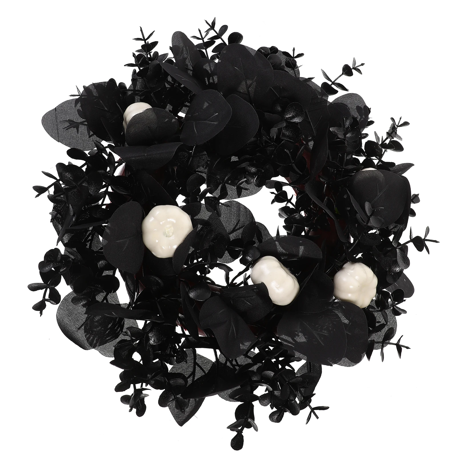 

Black Eucalyptus Wreath 25CM Paper Garland Halloween Decor Hanging Wreath Front Door Ornament Goth Style HomeDecoration Party
