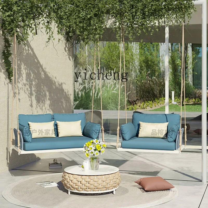 hw-24 Woven Rattan Hanging Basket Cradle Swing Chair for Balcony and Courtyard, Single or Double Seater