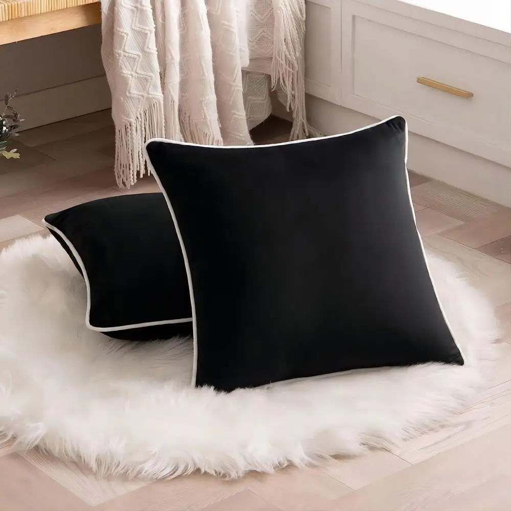 BUYNOW 1PC Dutch Velvet Schwarz-Weiß-Kissenbezug ohne Kissenkern, luxuriöse High-End-Sofa-Kopfteil-Kissendekoration – Detail 8