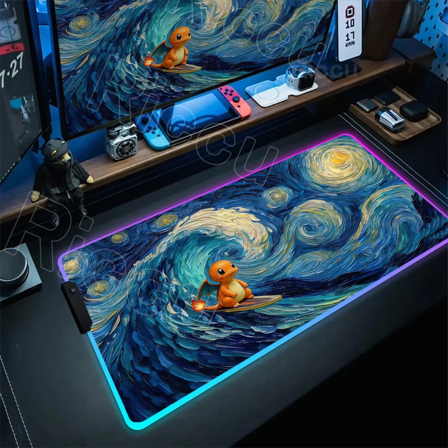 

RGB Anime Mouse Pad Gamer Gaming Laptop Cute Pokemon Mousepad Kawaii Squirtle Mouse for Computer Offices Accessories Mouse Mats