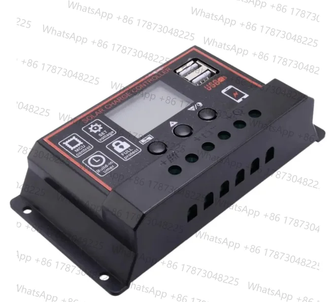 30A Solar Panel Battery Energy Regulator Charge Controller PWM LCD 12V/24V Auto Dual USB Black