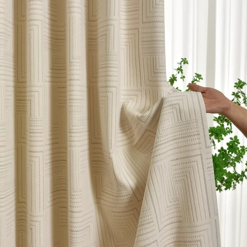 Simple Thick Cream Style Soft Window Curtains High-end Artistic Fresh Flowing Bedroom Curtains Chenille Blackout Warm Curtains