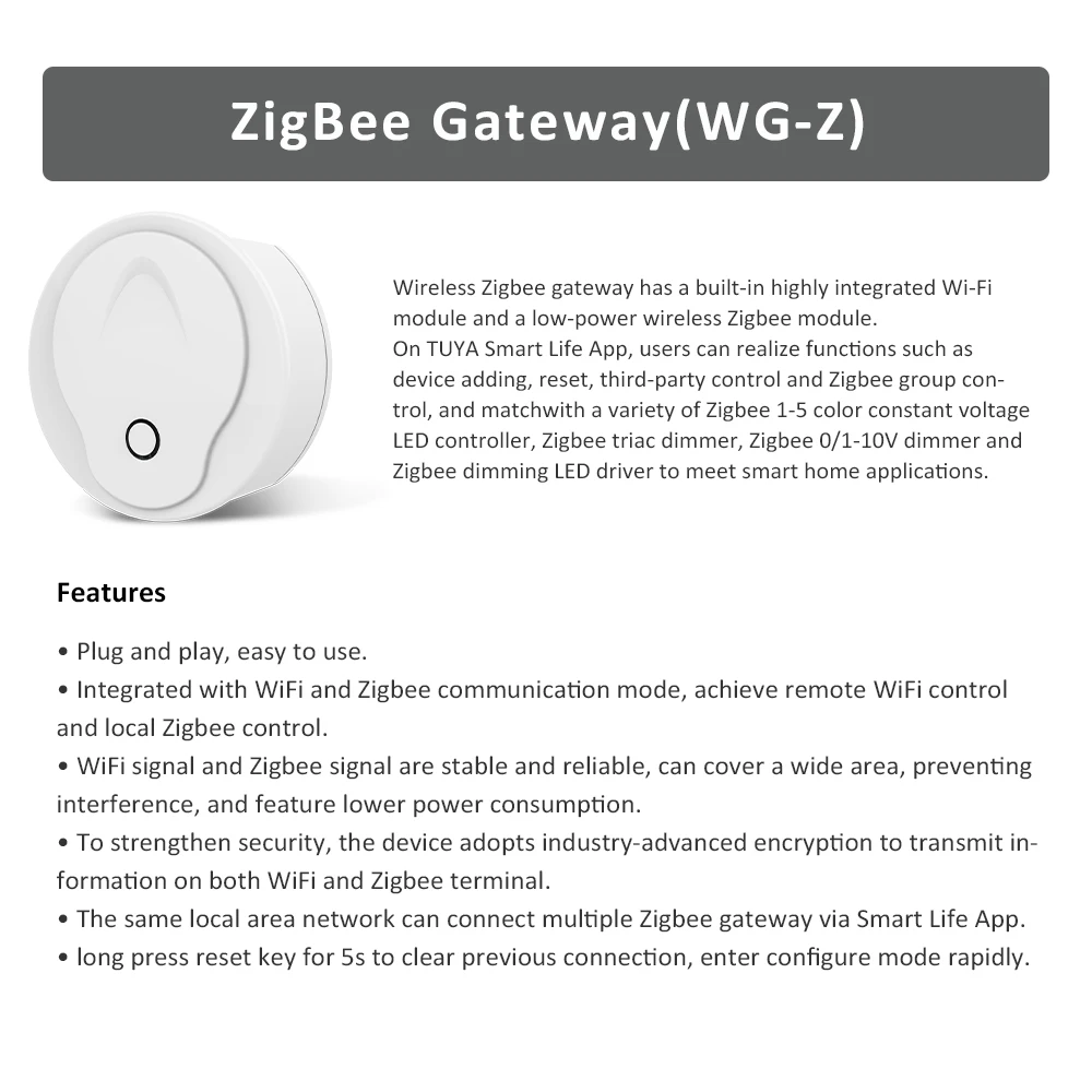 Tuya ZigBee RGBCCT Controller 12V 24V DC 48V 5 in 1 2.4G RF Gateway Wireless Vita Intelligente PWM per RGB RGBW Luce di Striscia LED V5-L WZ