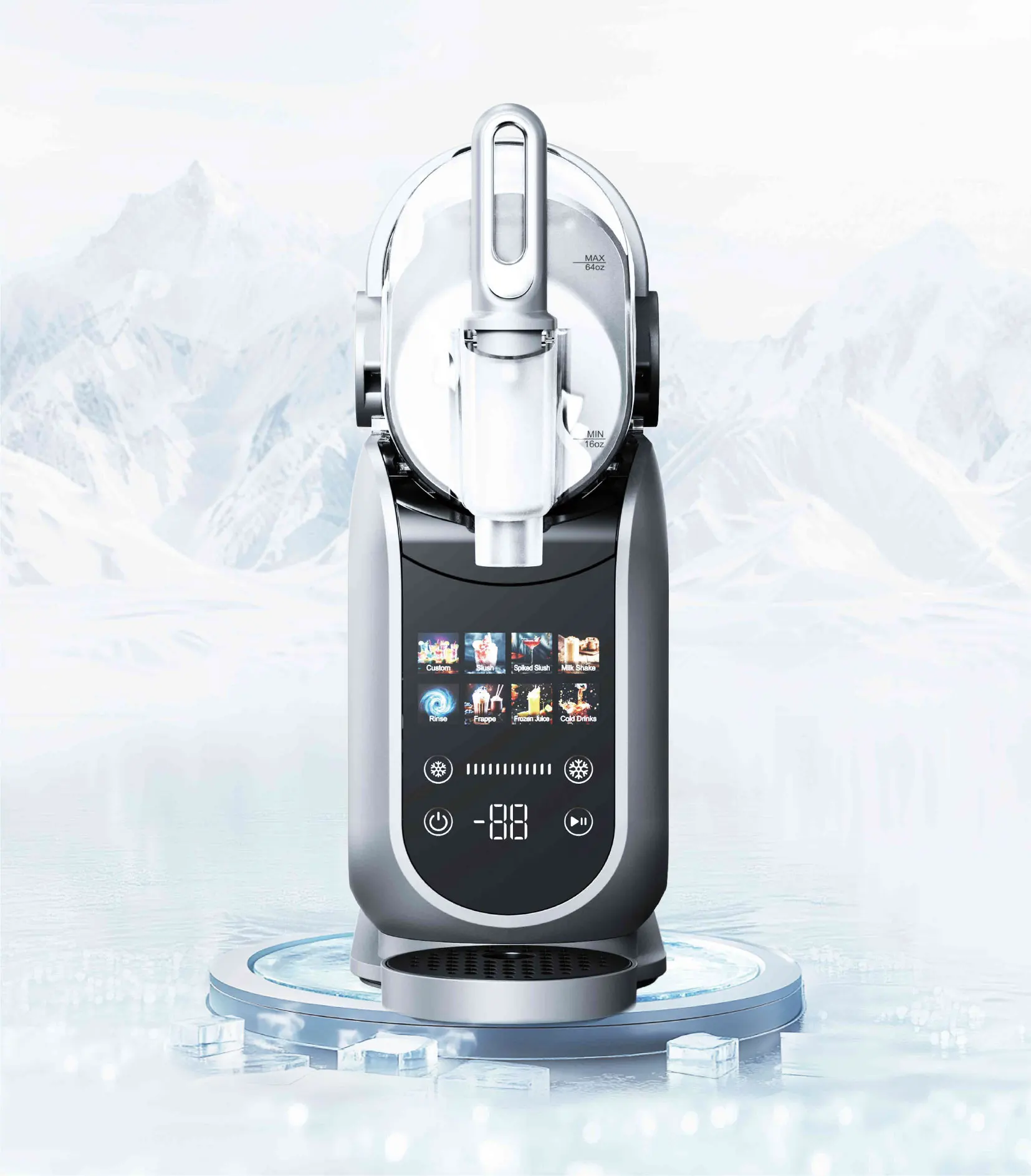 Professional High-Speed Commercial Fully Automatic Touch Screen Compact Frozen Drink Slushie Machine