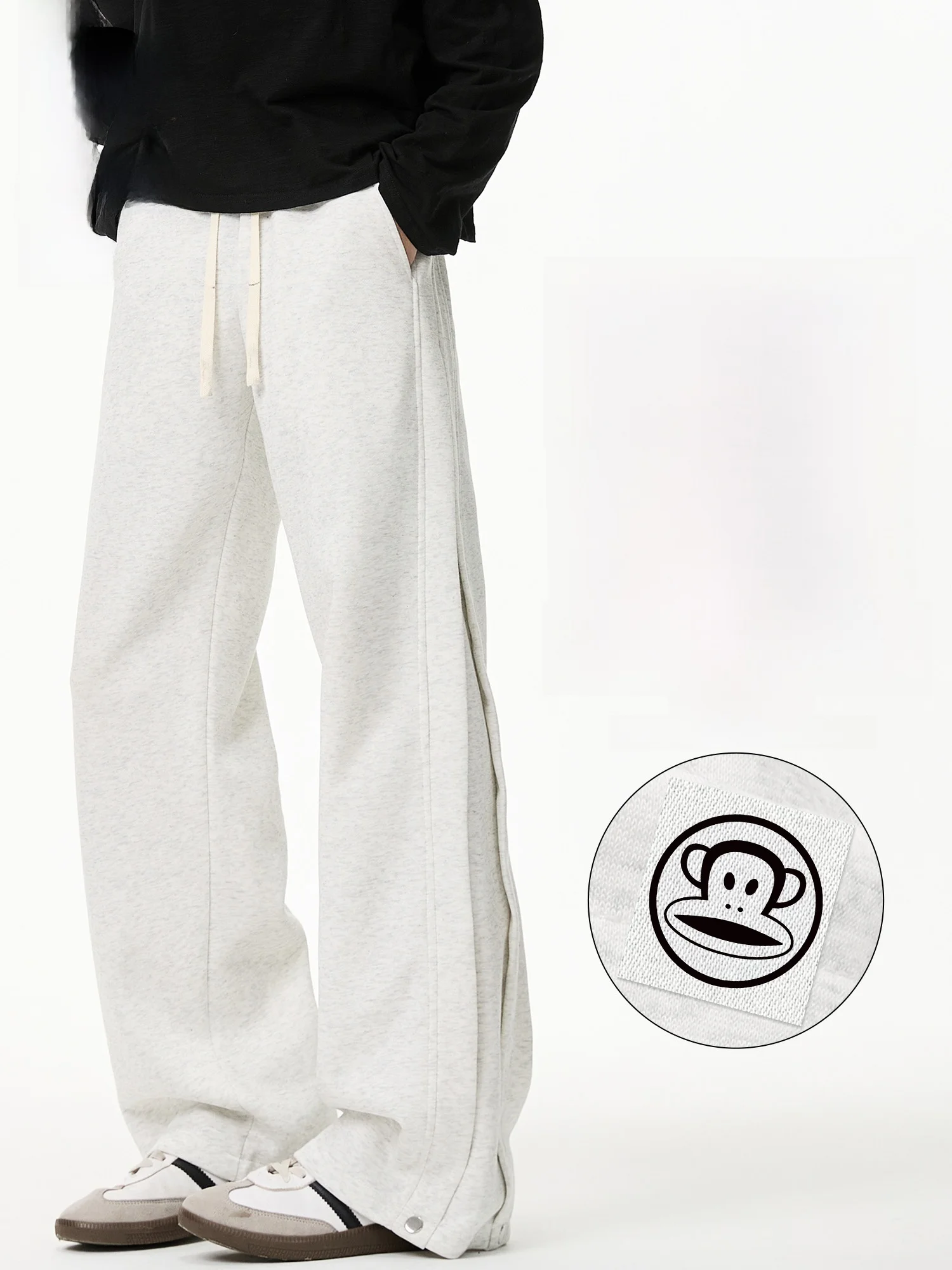 

PaulFrank Heavyweight Drapey Casual Pants Men's Spring New Deconstructed Sport Straight Leg Long Trousers Wide Leg Pants