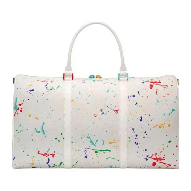 Color Splash Print Polyester Duffel Bag Large Capacity Zipper Seal Environmental Protection Travel Weekend Bag