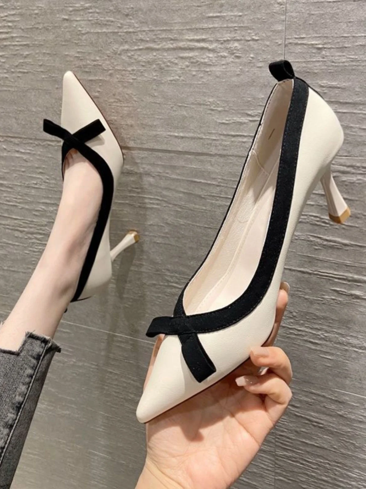 

Весна 2026: Женские туфли на высоком каблуке с острым носком, с милым бантом, на тонком каблуке, маленький размер, модные, для повседневной носки
