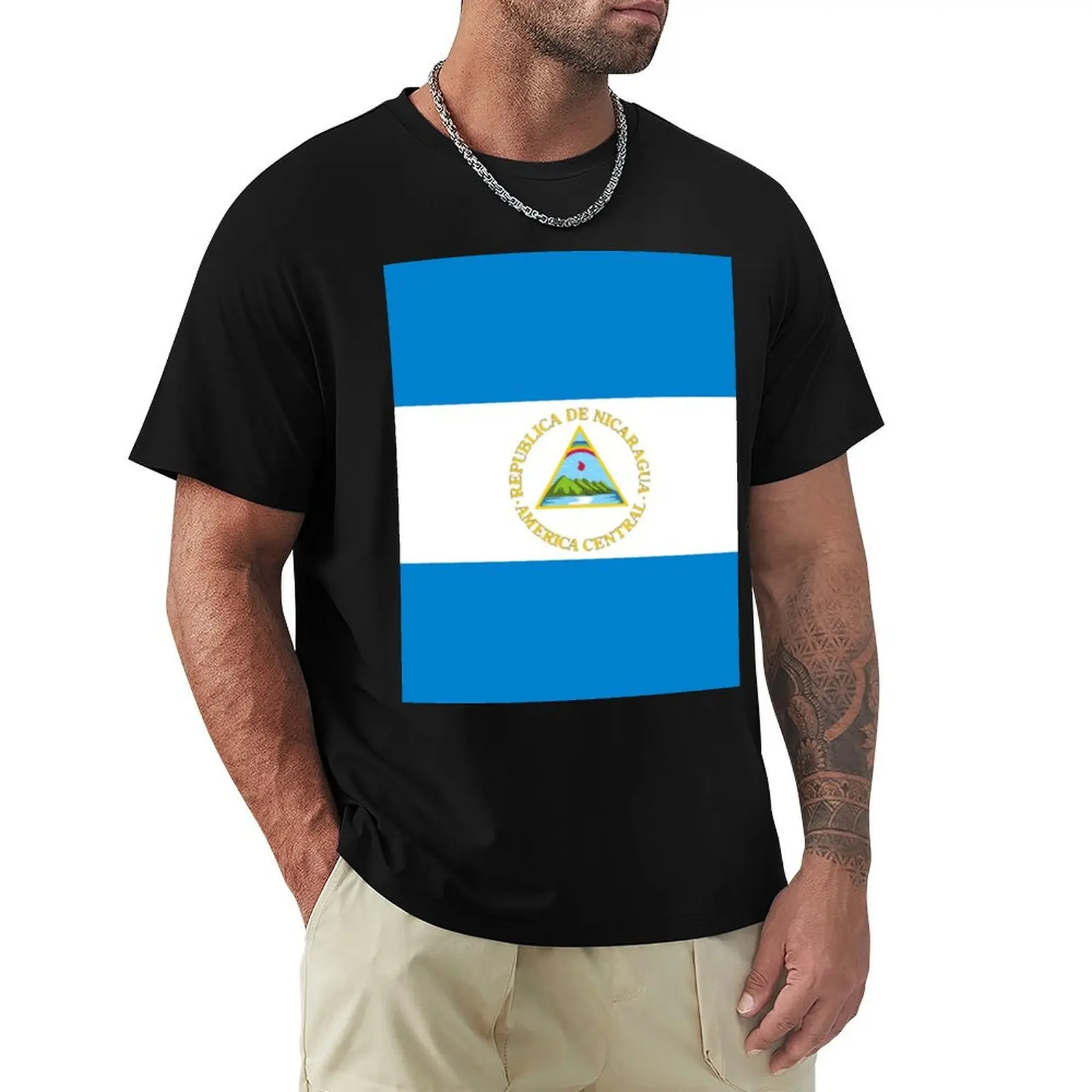 

flag of Nicaragua T-Shirt anime clothes oversized t shirt cute clothes valentines clothes shirts graphic tee men