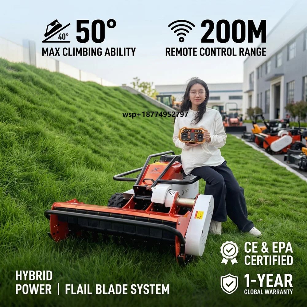 Robotic Smart Lawn Mower Self-Propelled Industrial Grade 48V Wireless Automatic Grass Trimmer 420CC/678CC/764CC Engine