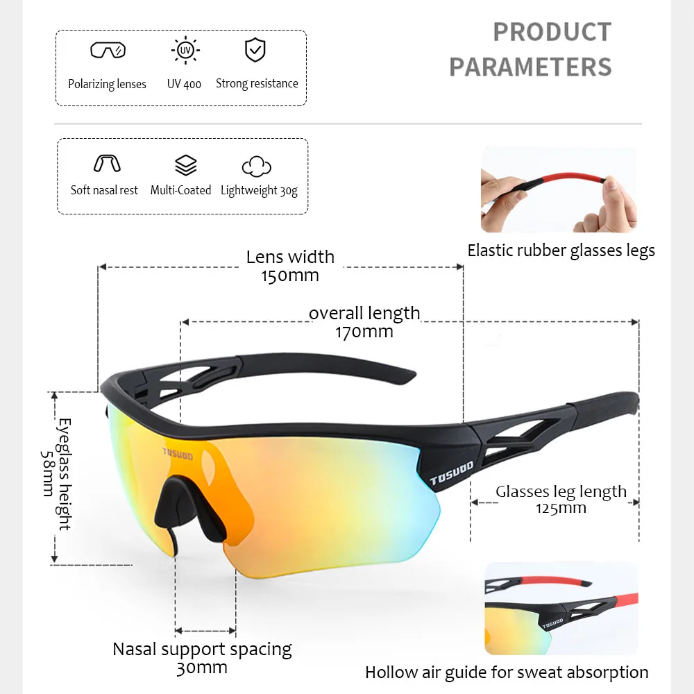 TOSUOD Cycling glasses, polarized color changing myopia glasses, men's cycling sunglasses, outdoor sports goggles