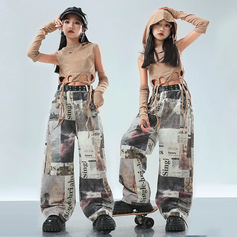 Costume de danse Kpop pour filles, Costume de scène de danse Jazz, haut Hip Hop à capuche, short noir, pantalon Shuffle, vêtements de danse de rue à la mode, 2849