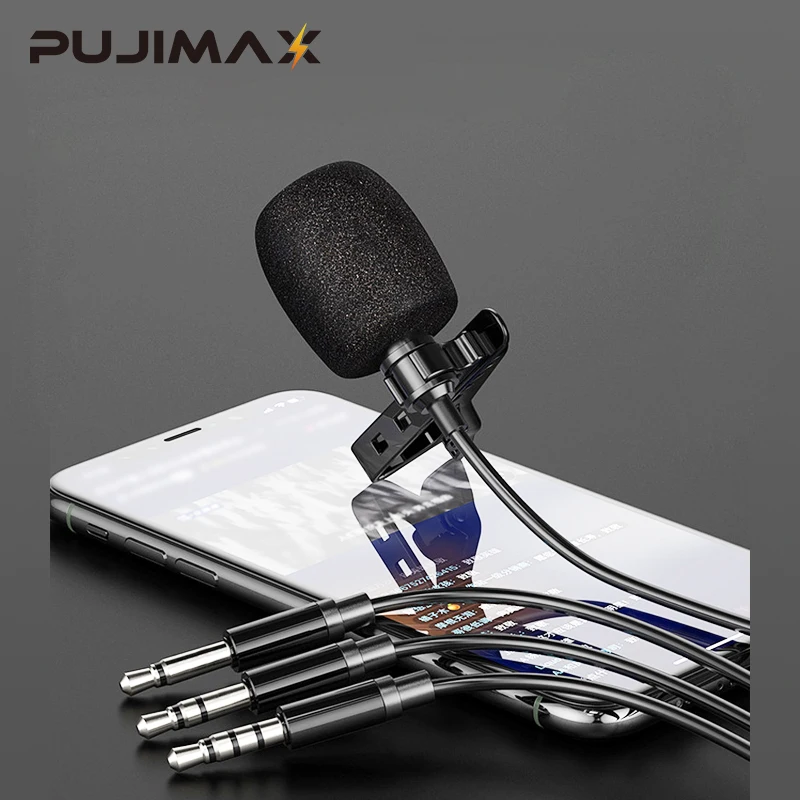 PUJIMAX Microphone 3.5mm Mini 3 in 1 Portable Lapel Lavalier Condenser Mic for DVD Radio Auto iPad Android Smartphone Camera