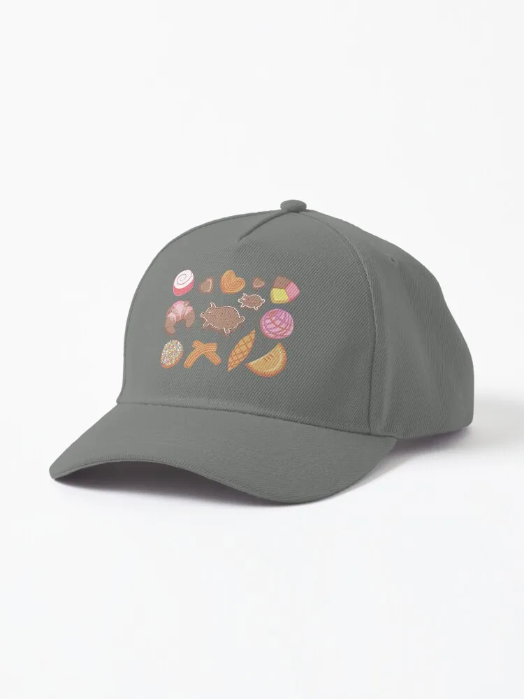 Gorra de Pan Dulce de colores Pastel, sombrero de moda, francés, panadería mexicana, fondo turquesa, nuevo
