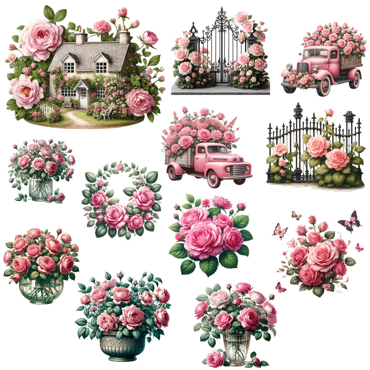 1 Set of Rose Fairy Series Stickers Fairy Book Stickers Decoration DIY Diary Album Greeting Cards Creative Decoration Stickers