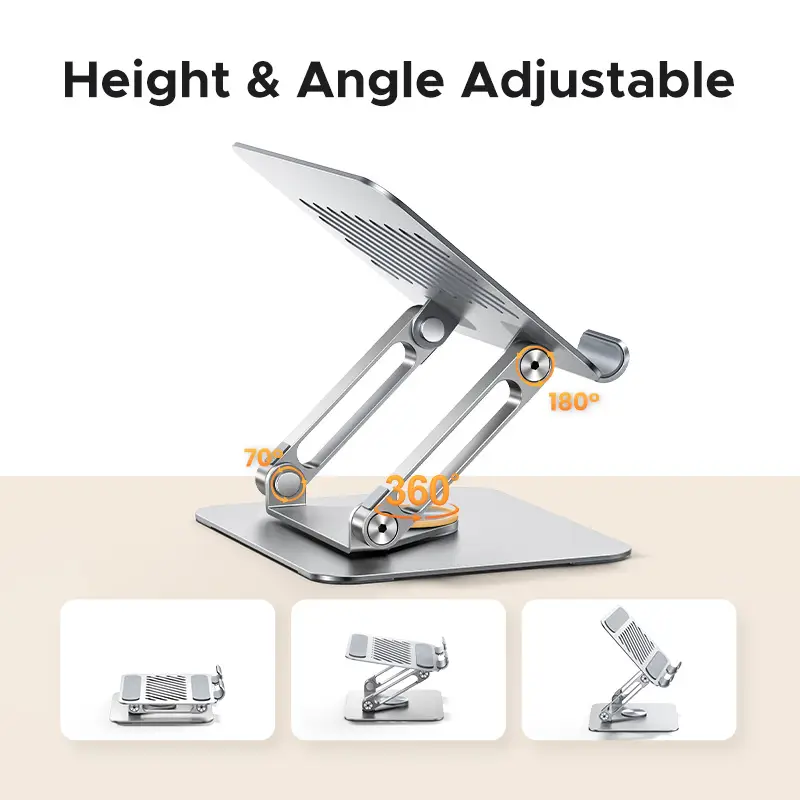 UGREEN Tablet Phone Stand 360°Rotatable Aluminum iPad Stand For iPad Pro iPhone Xiaomi Tablet Support Laptop Stand Tablet Holder - 3
