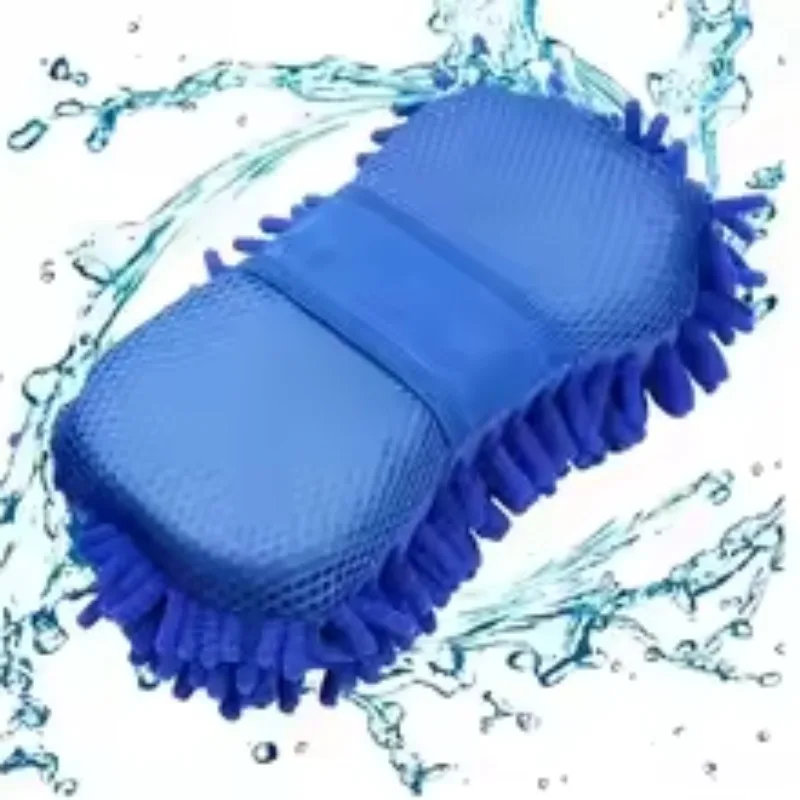 1Pc Wash Car Sponge Chenille Coral Velvet Large-sized Specialized Plush Car Cleaning Gloves