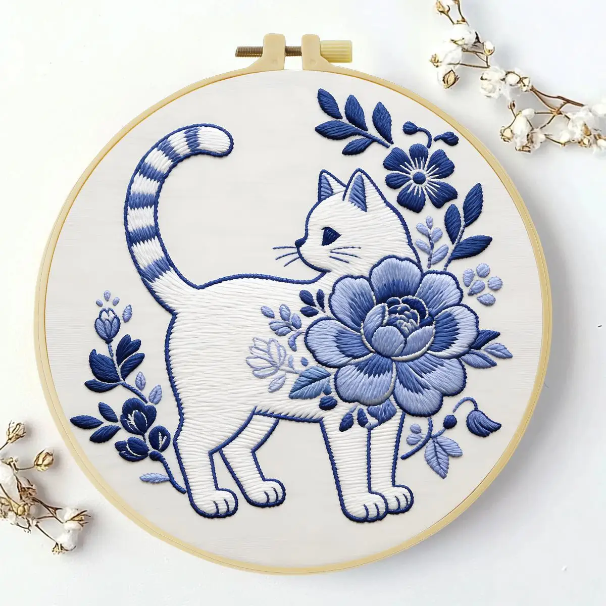 1 Stück 20X20CM/15X15CM 7,87/6,3 Zoll Katzen-Stickerei-Starter-Kit DIY-Kit DIY-Stickerei-Set für Anfänger Nähkunst – Detail 1