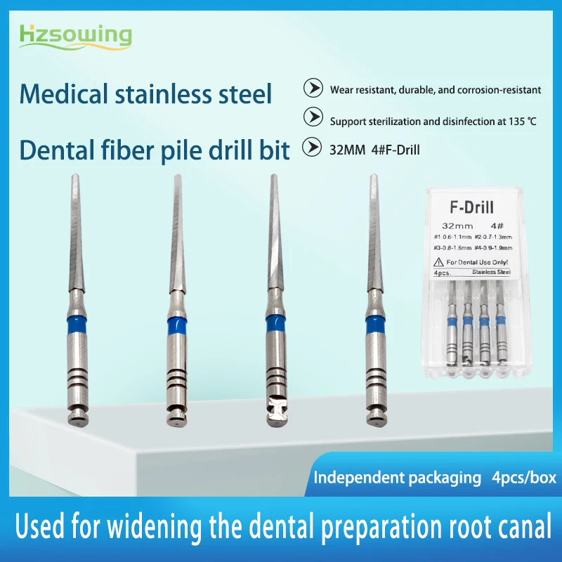 

4 шт./кор. сверла для оптоволокна, нержавеющая сталь, 32 мм, RA бит, расширитель корневых каналов, поставщики, стоматологические материалы