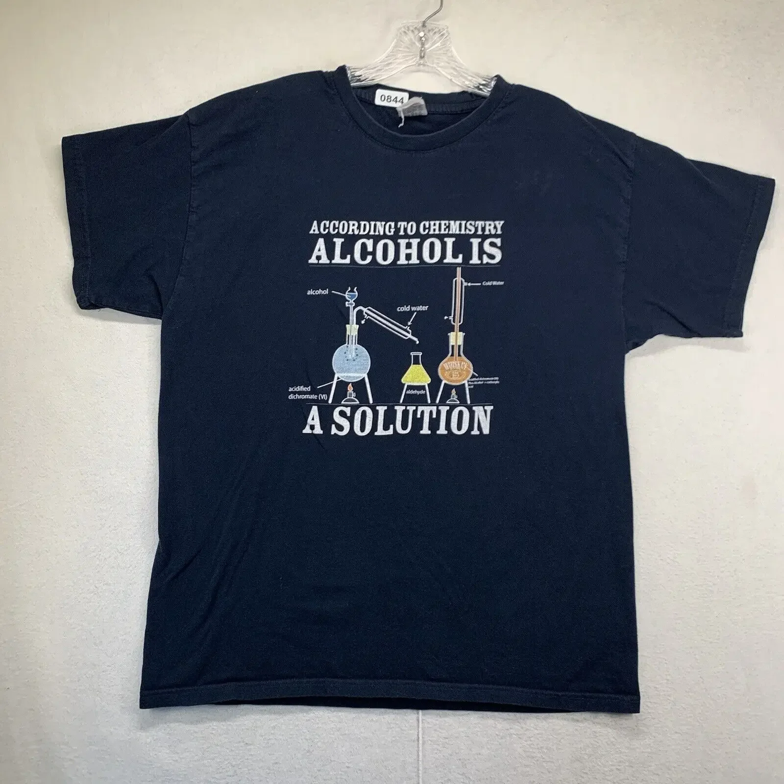 Whiskey T Shirt Alcohol Is A Solution Drinking Humorous Chemistry Black 2XL