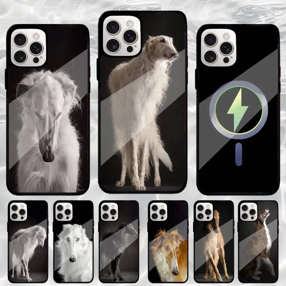 

Borzoi Wolfhound Dog Phone Case For iPhone17,16,15,14,13,12,11 Plus,Pro Max Magnetic Magsafe Wireless Charging