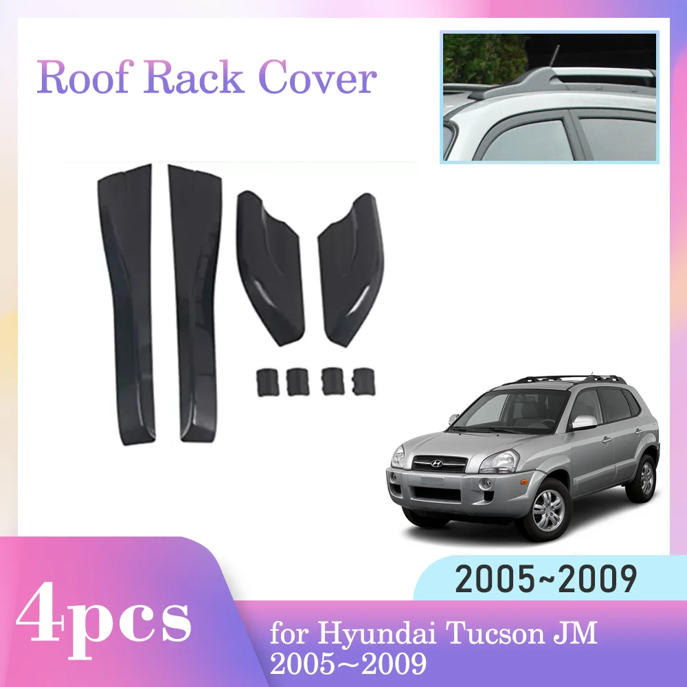 

Car Roof Rack Cover for Hyundai Tucson JM 2005~2009 2006 ABS Luggage Bar Cap Part Trim Rail End Shell Plasitc Guard Accessories