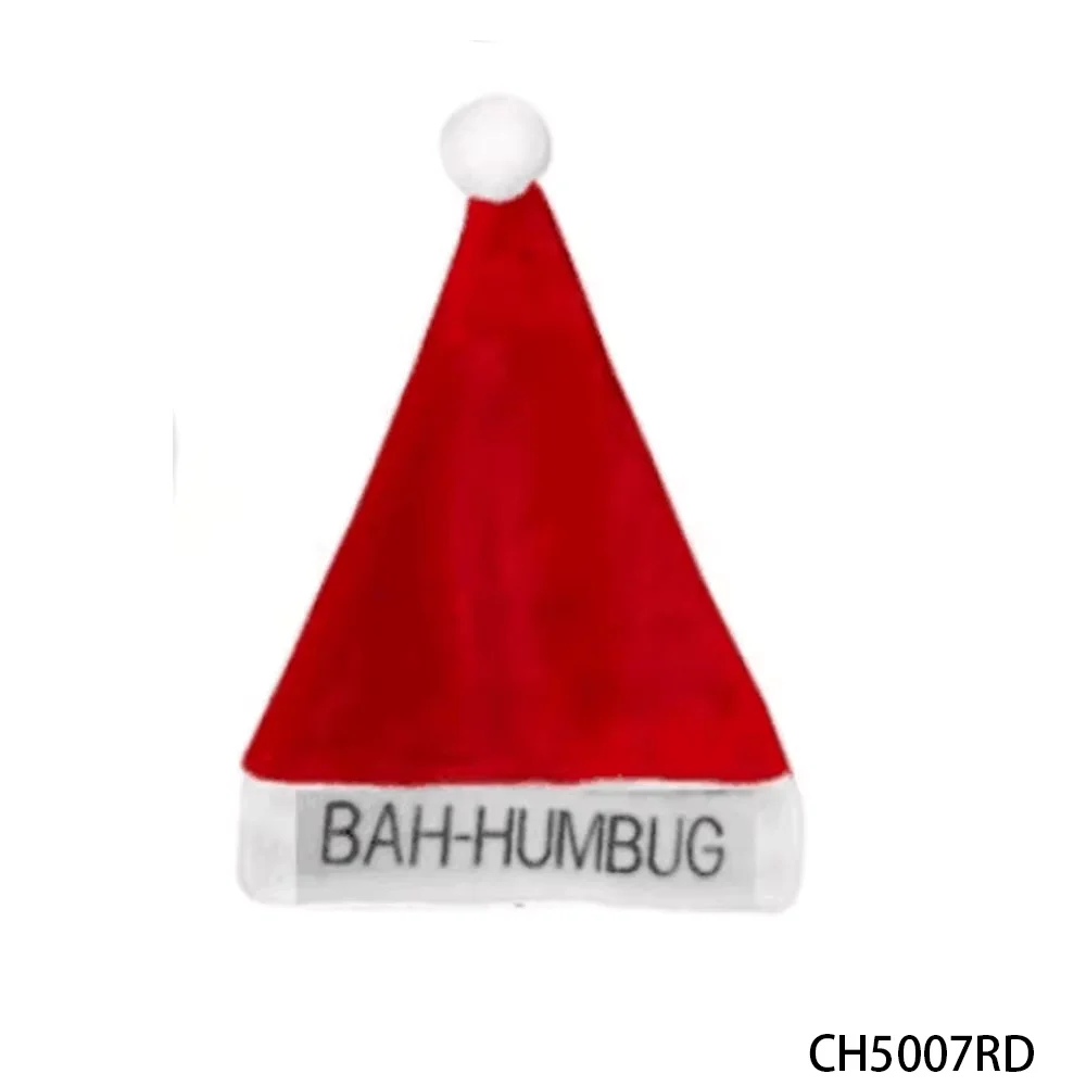 قبعة سانتا الحمراء من PESENAR بتصميم مطرز "Bah-Humbug" - إكسسوار عطلة عيد الميلاد الاحتفالي #3