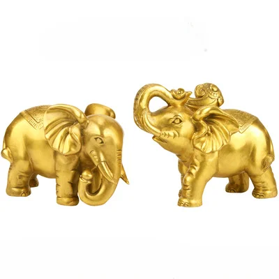 Copper elephant, water-absorbing elephant, a pair of bronze elephants, colored copper model.