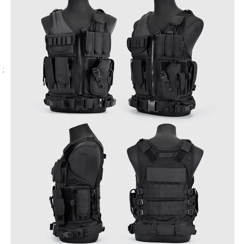 Adjustable Security Clothes Swat Tactical Vest Swat Jacket Chest Rig Multi-Pocket Molle Army CS Training Camping Accessories