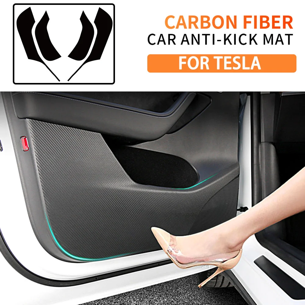 For Tesla Model 3 Model Y Car Door Anti Kick Pad Carbon Fiber Sticker Protection Side Edge Film Protector Stickers Accessories