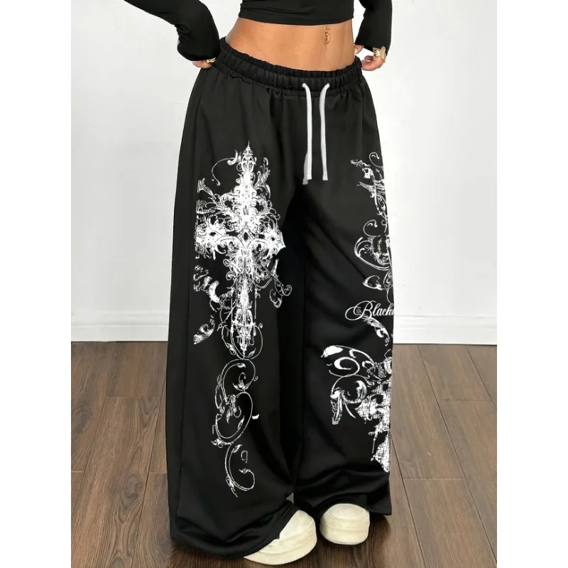 2026 Trendy Y2K Gothic Thorn Printed Pants Men's and Women's Running Pants Retro Rock Straight Pants Fashion Street Casual Pants