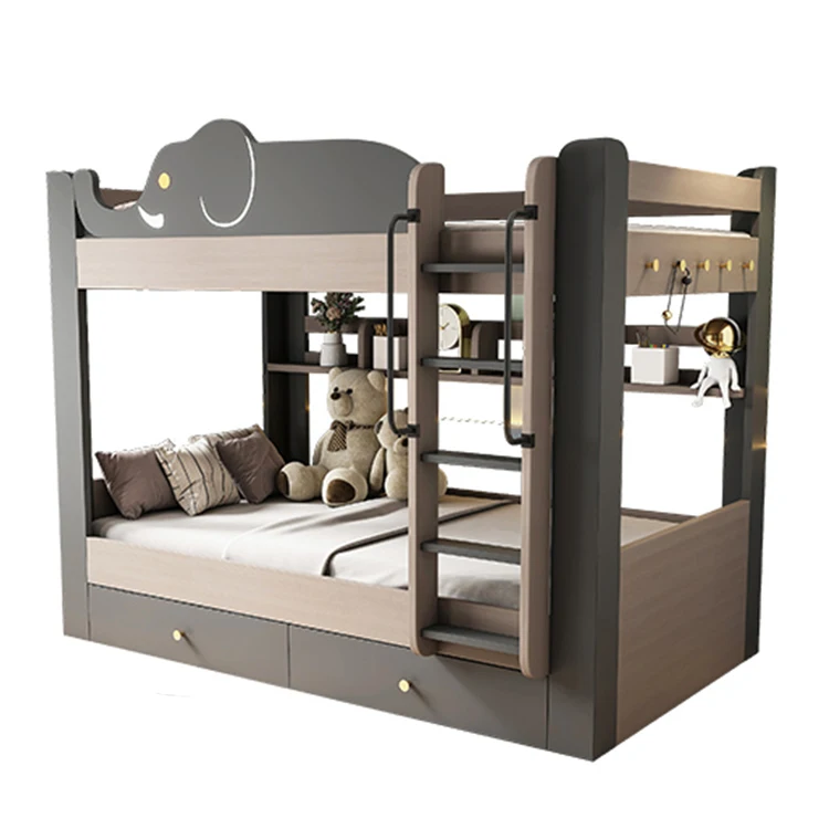 

Wholesale Kids Children Artificial Wooden Parallel Same-Width Double Bed Beds Set Designs With Ladders