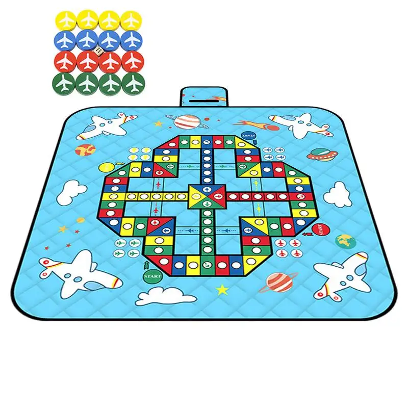 

Beach Mat Waterproof Picnic Blanket Foldable Multifunctional Chess Carpet Mat With Chess Pieces For Family Party Board Game For