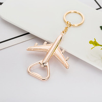 1PCS Creative Aviation Aircraft Keychain Car Metal Key Ring Male And Female Key Chain Business Small Gifts Beer Opener Wall
