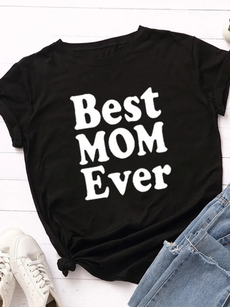 

Best Mom Ever Print Women T Shirt Short Sleeve O Neck Loose Women Tshirt Ladies Tee Shirt Tops Clothes Camisetas Mujer