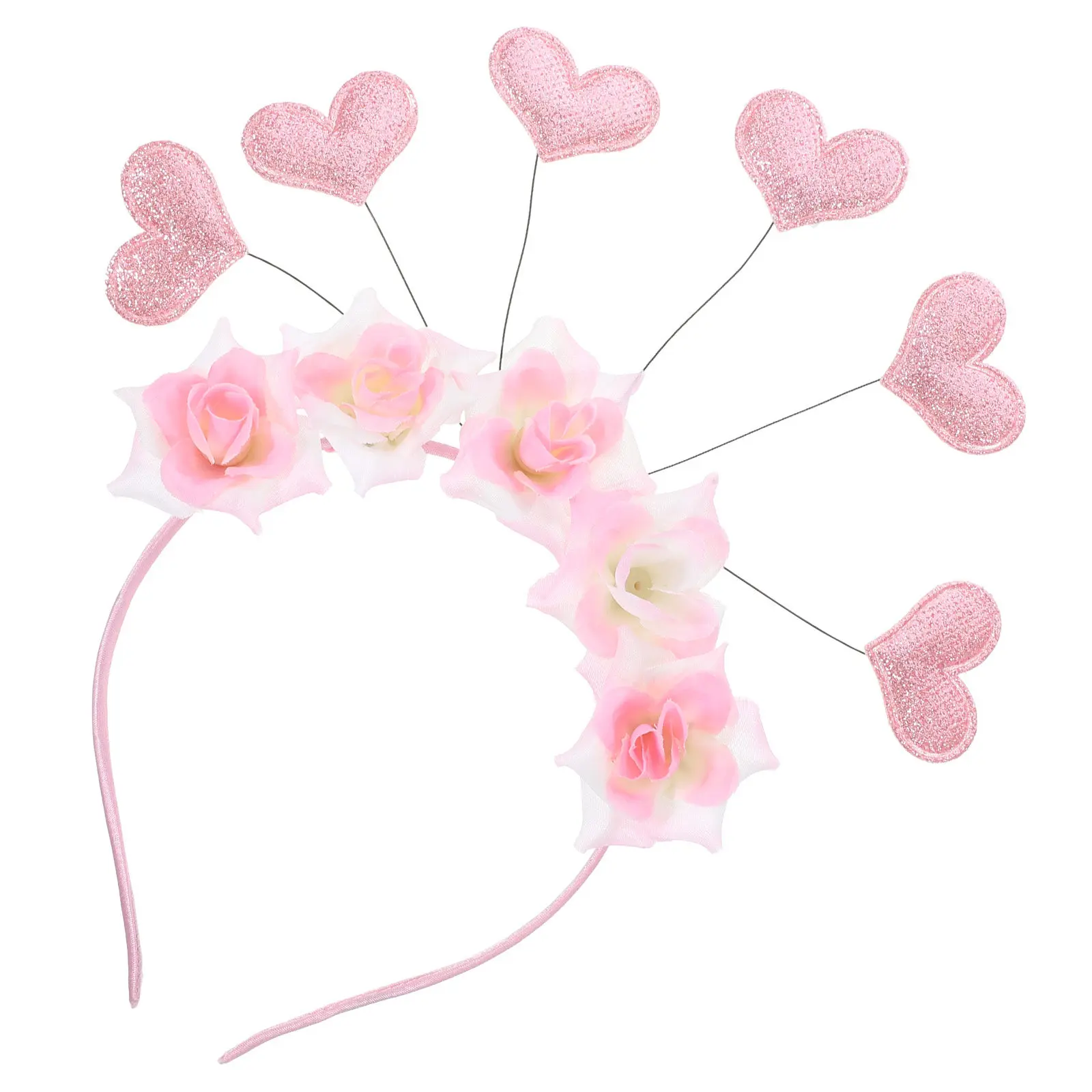 

Heart Headbands for Adults Valentine's Day Women Party Headdress Realistic Rose Flower Romantic Love Decor Comfortable Fit Gift